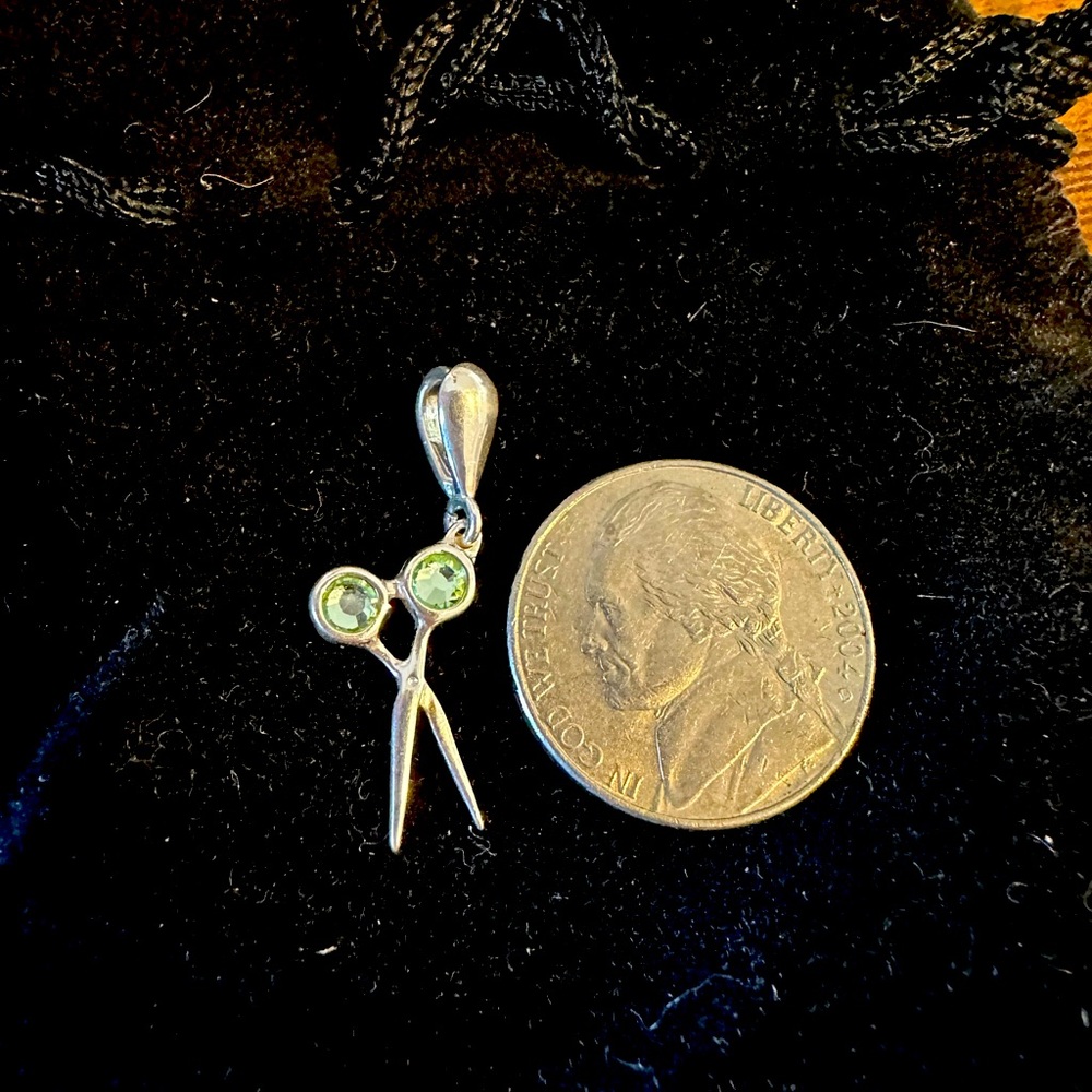Scissors ✂️ sterling silver Amber stone pendant